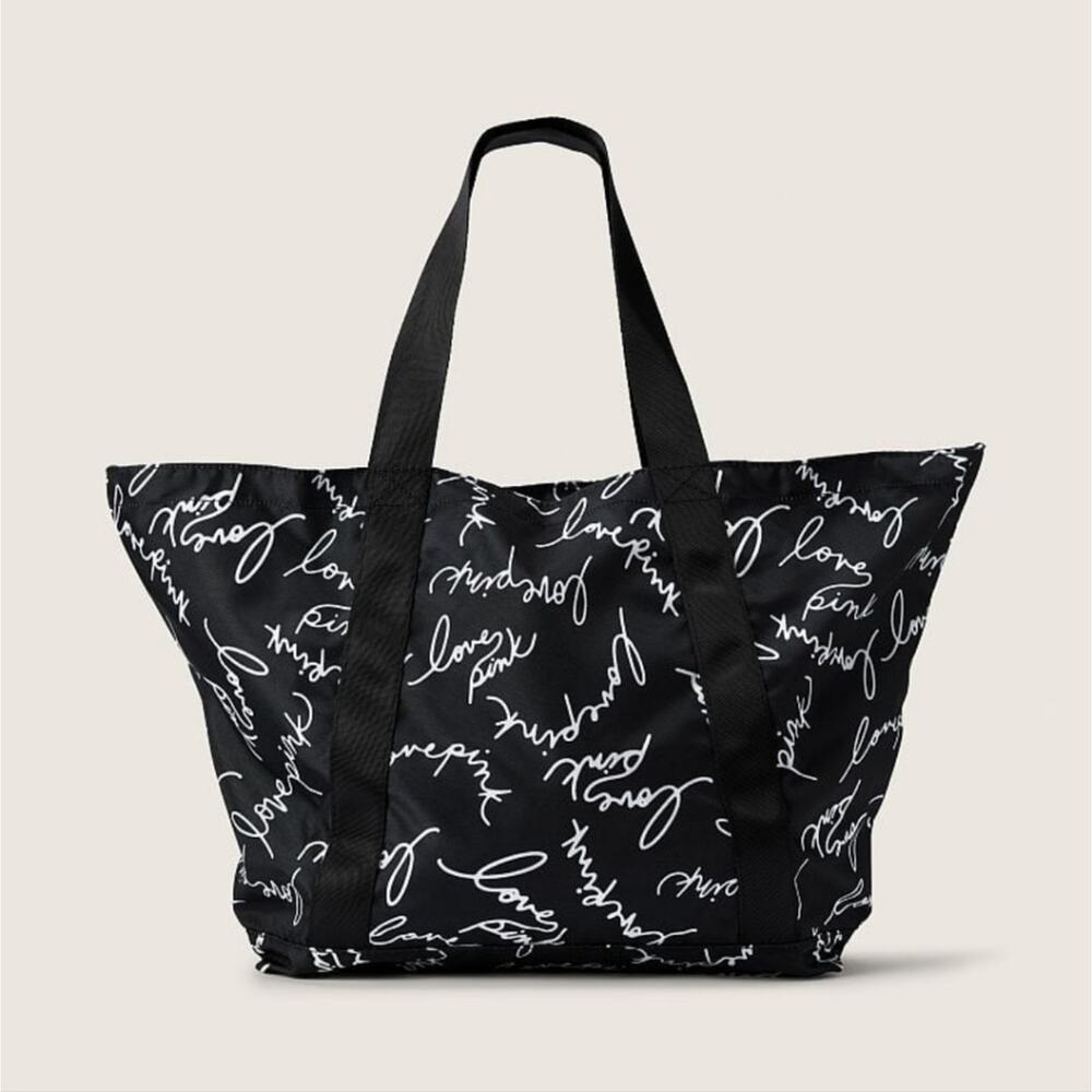 Victoria's‎ Secret PINK Pure Black Script Tote NWT